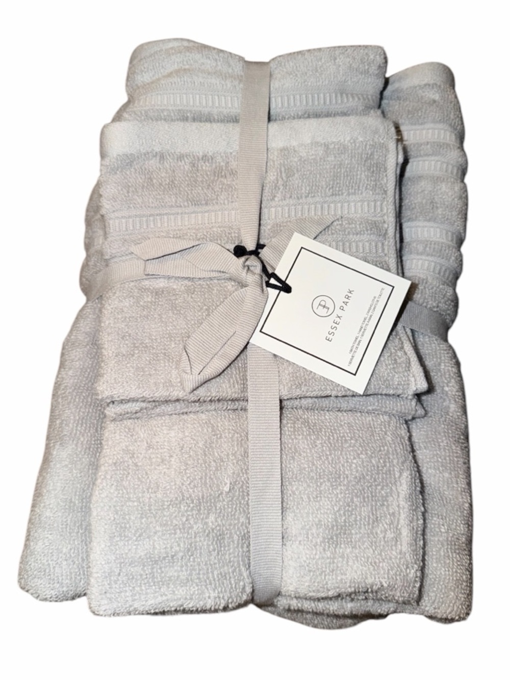 ESSEX PARK 4 Piece Towel Set Light Grey BRAND NEW Cotton